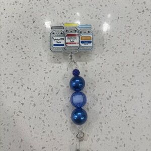 Meds Retractable Badge Reel Accessory with blue Beads